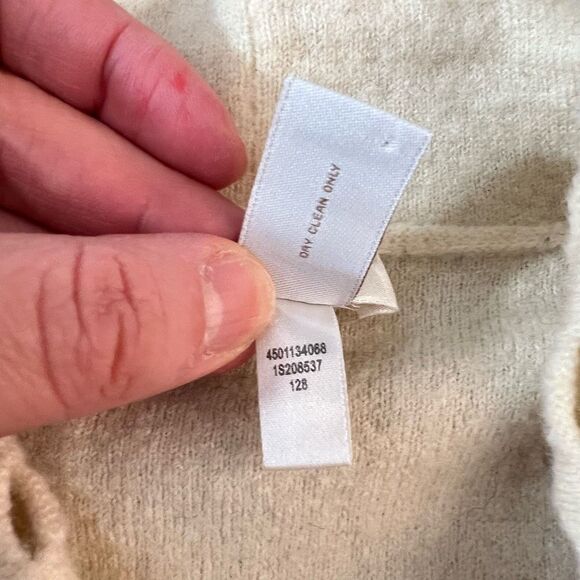 Chico's Cream 100% Wool Perforated Cutout Open Cardigan Sweater Size XL - Picture 8 of 10